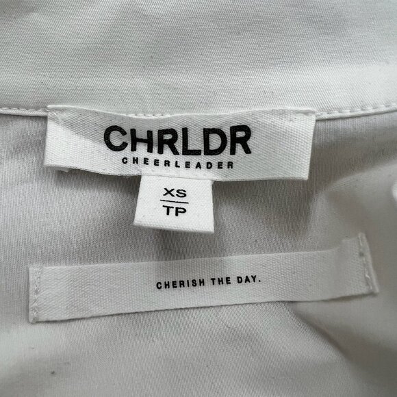 CHRLDR White Cropped Button Down with Asymmetrical Pocket - Size XS - Picture 6 of 6